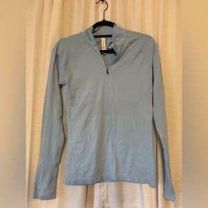 Athleta Momentum Seamless Half Zip Baby Blue